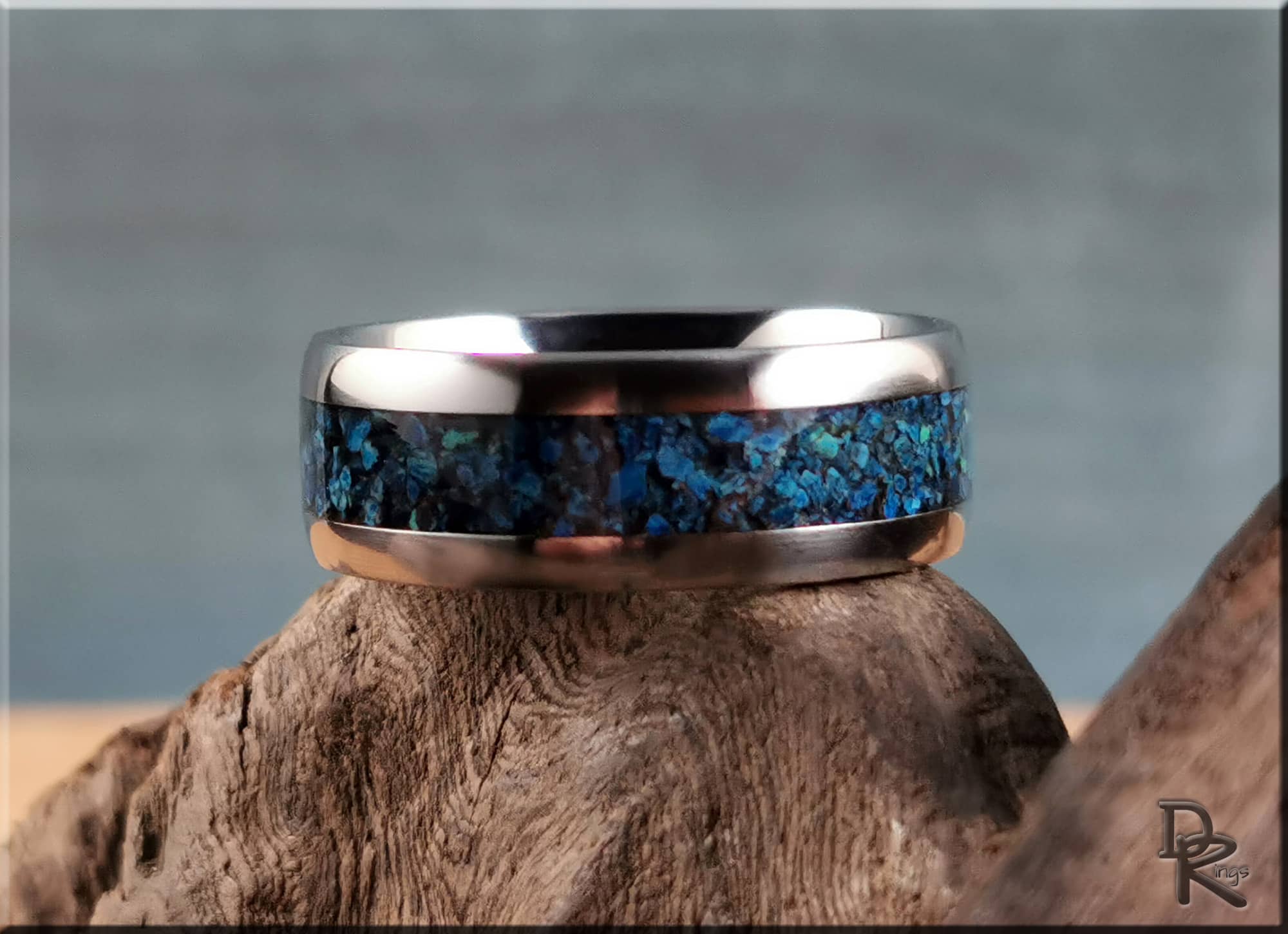 Titanium Ring with Shattuckite Inlay