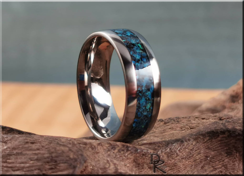 Titanium Ring with Shattuckite Inlay