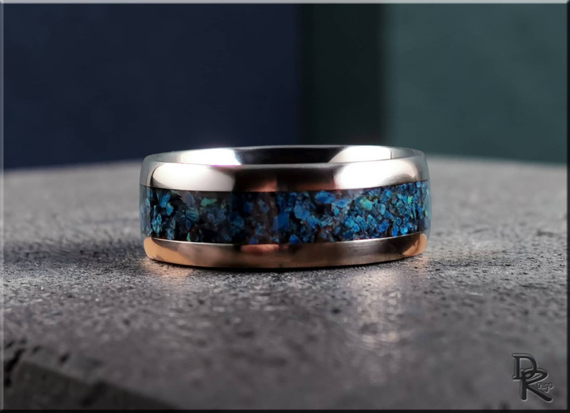 Titanium Ring with Shattuckite Inlay