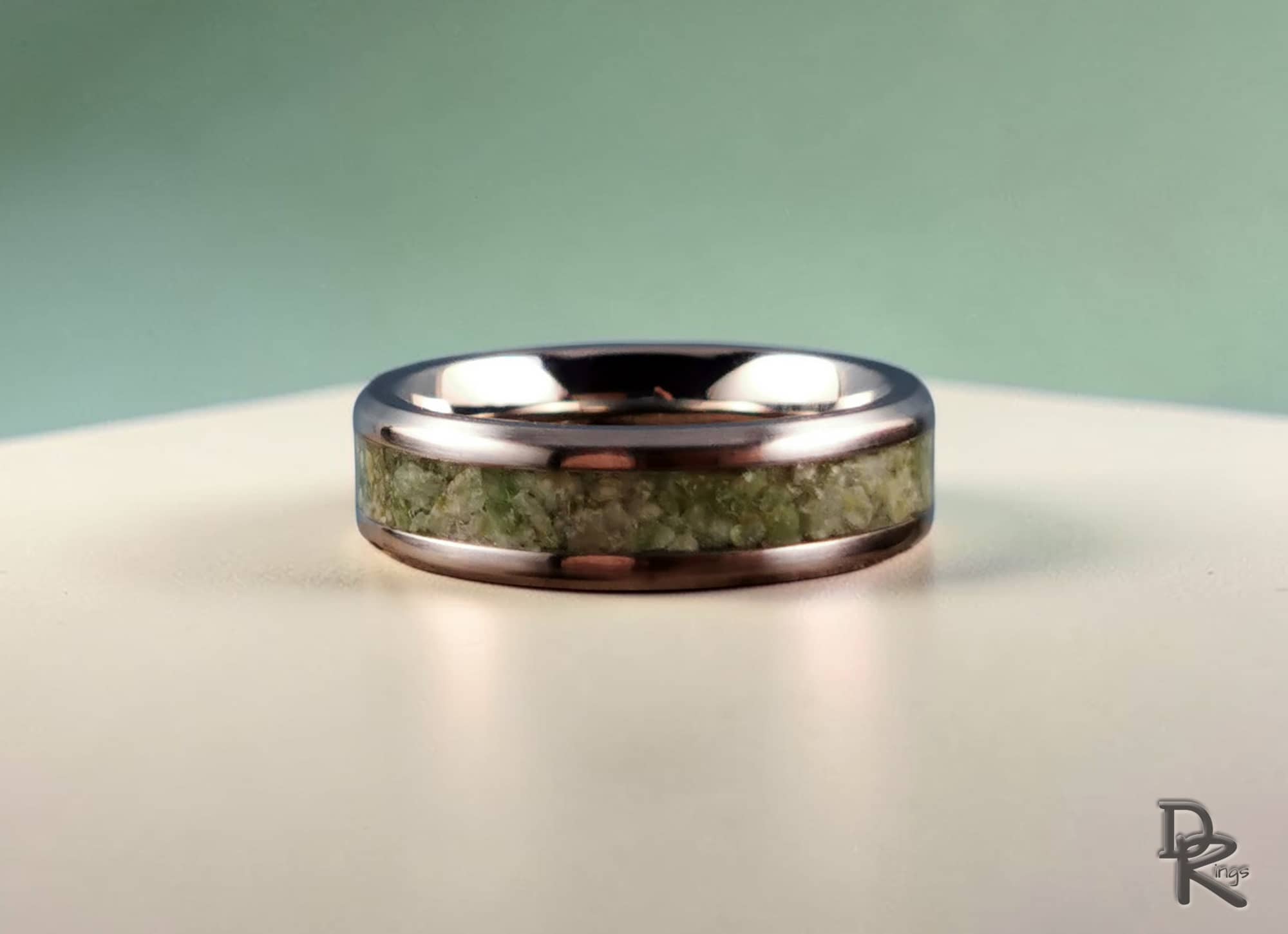 Titanium Ring with Vesuvianite Inlay