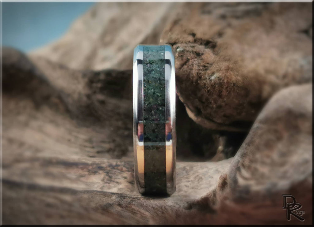 Titanium Ring with Ruby-Zoisite inlay