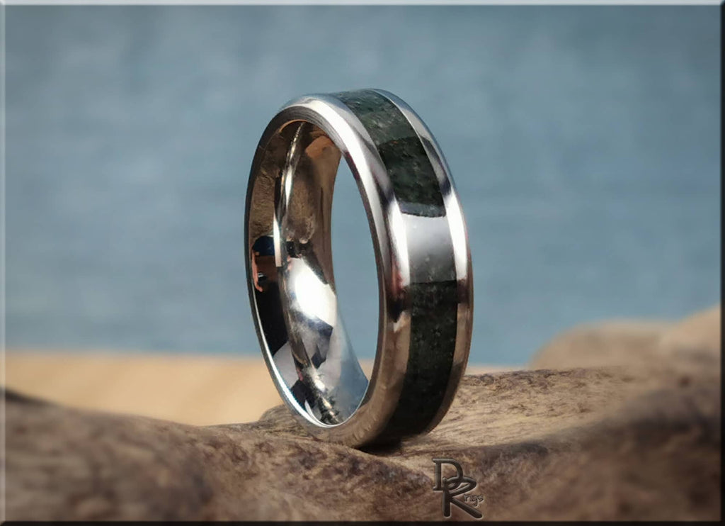 Titanium Ring with Ruby-Zoisite inlay
