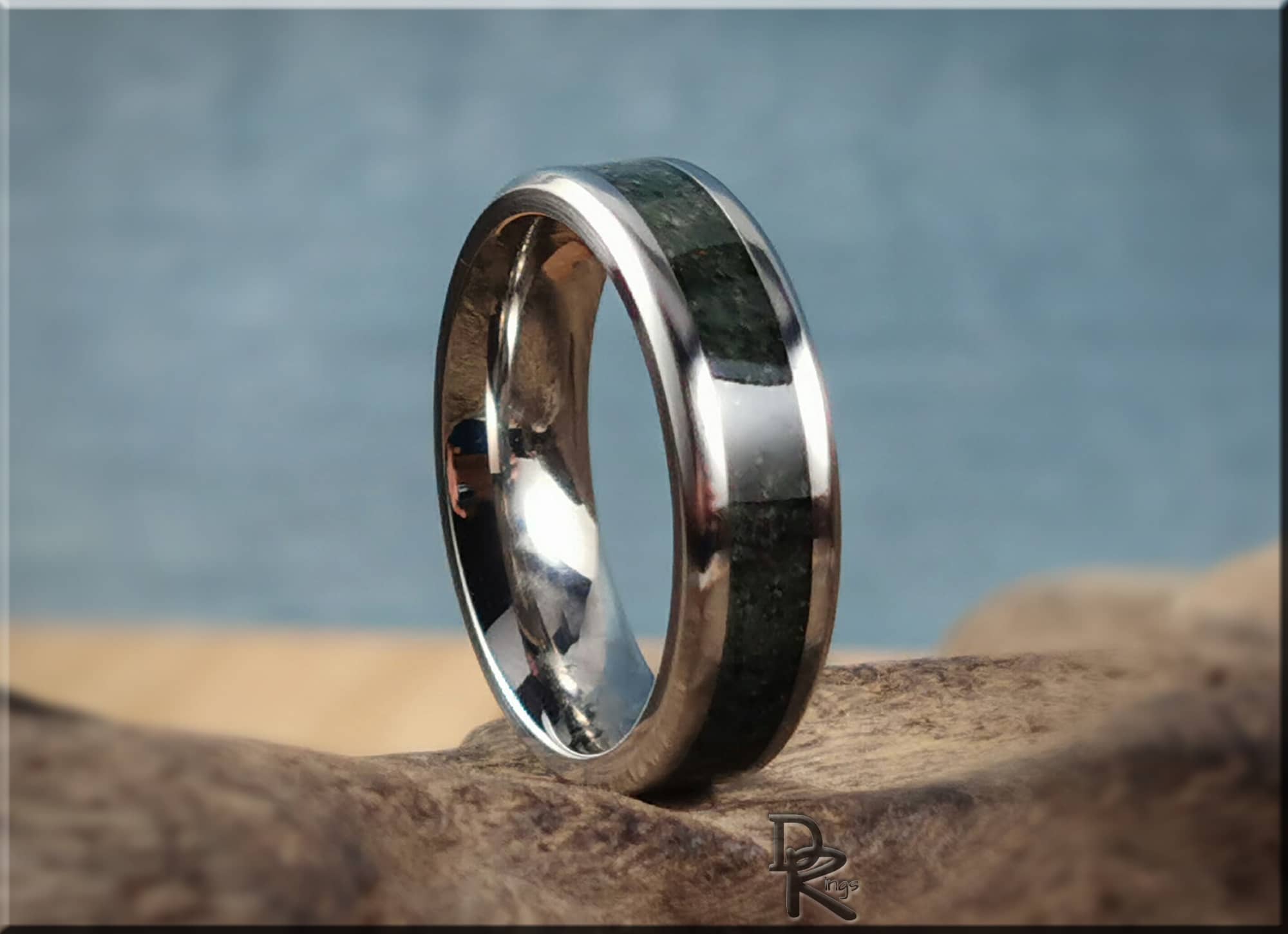 Titanium Ring with Ruby-Zoisite inlay