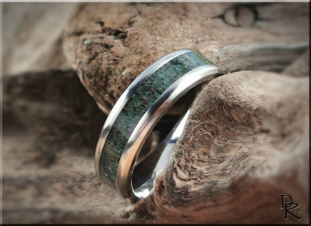 Titanium Ring with Ruby-Zoisite inlay