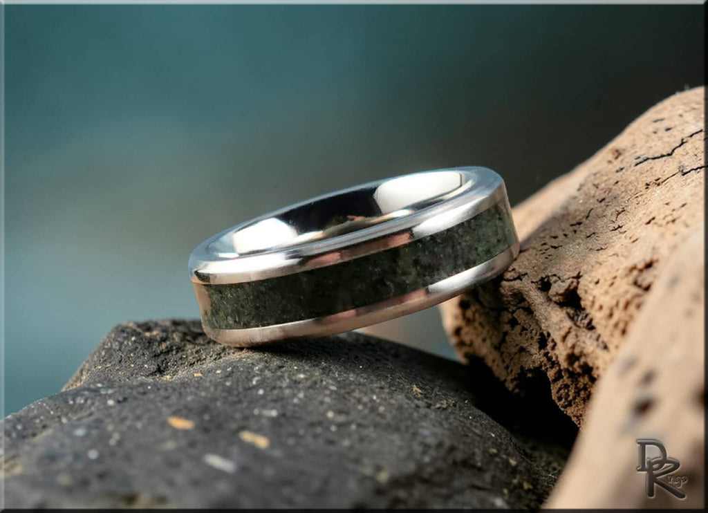 Titanium Ring with Ruby-Zoisite inlay