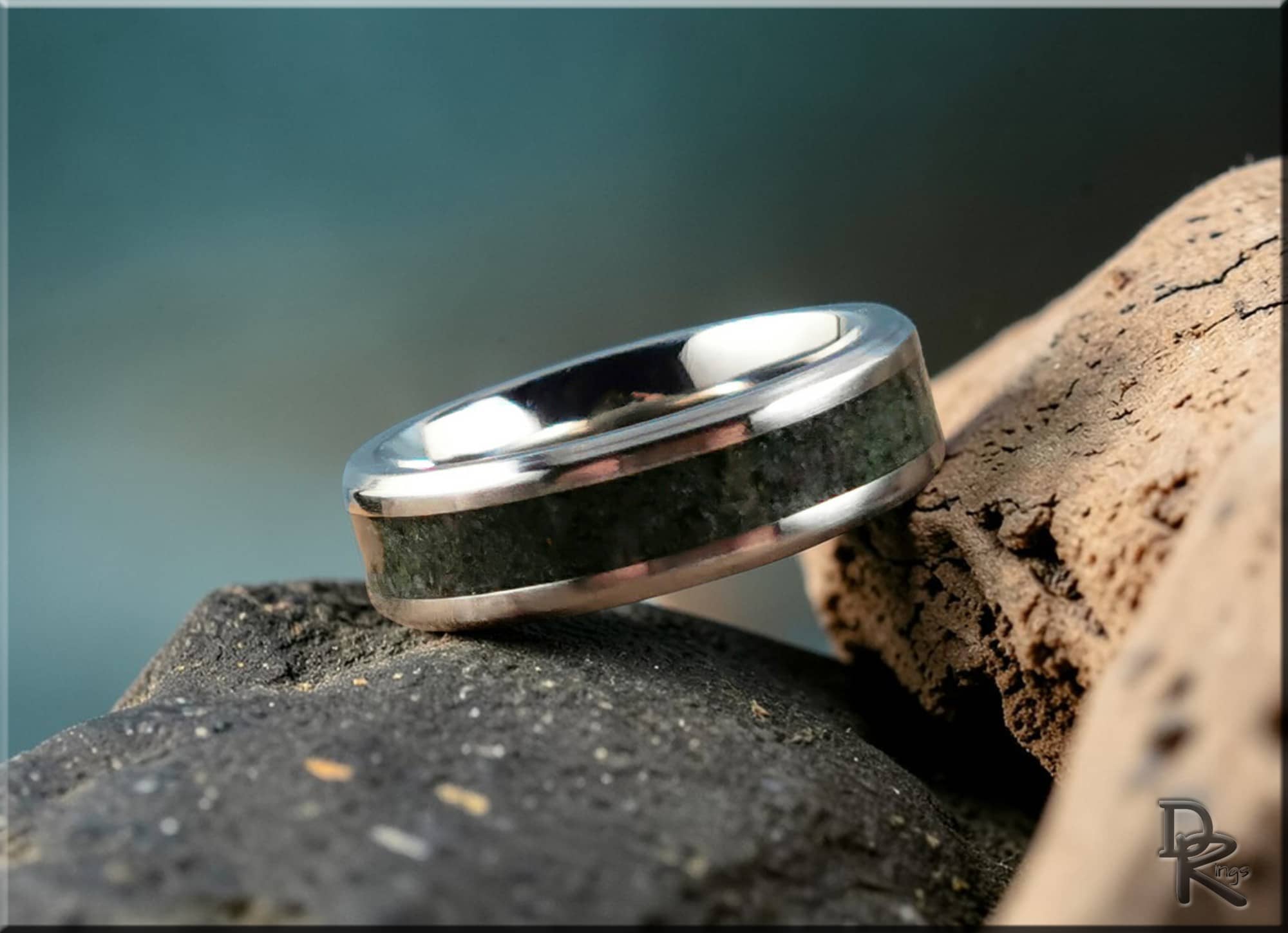 Titanium Ring with Ruby-Zoisite inlay