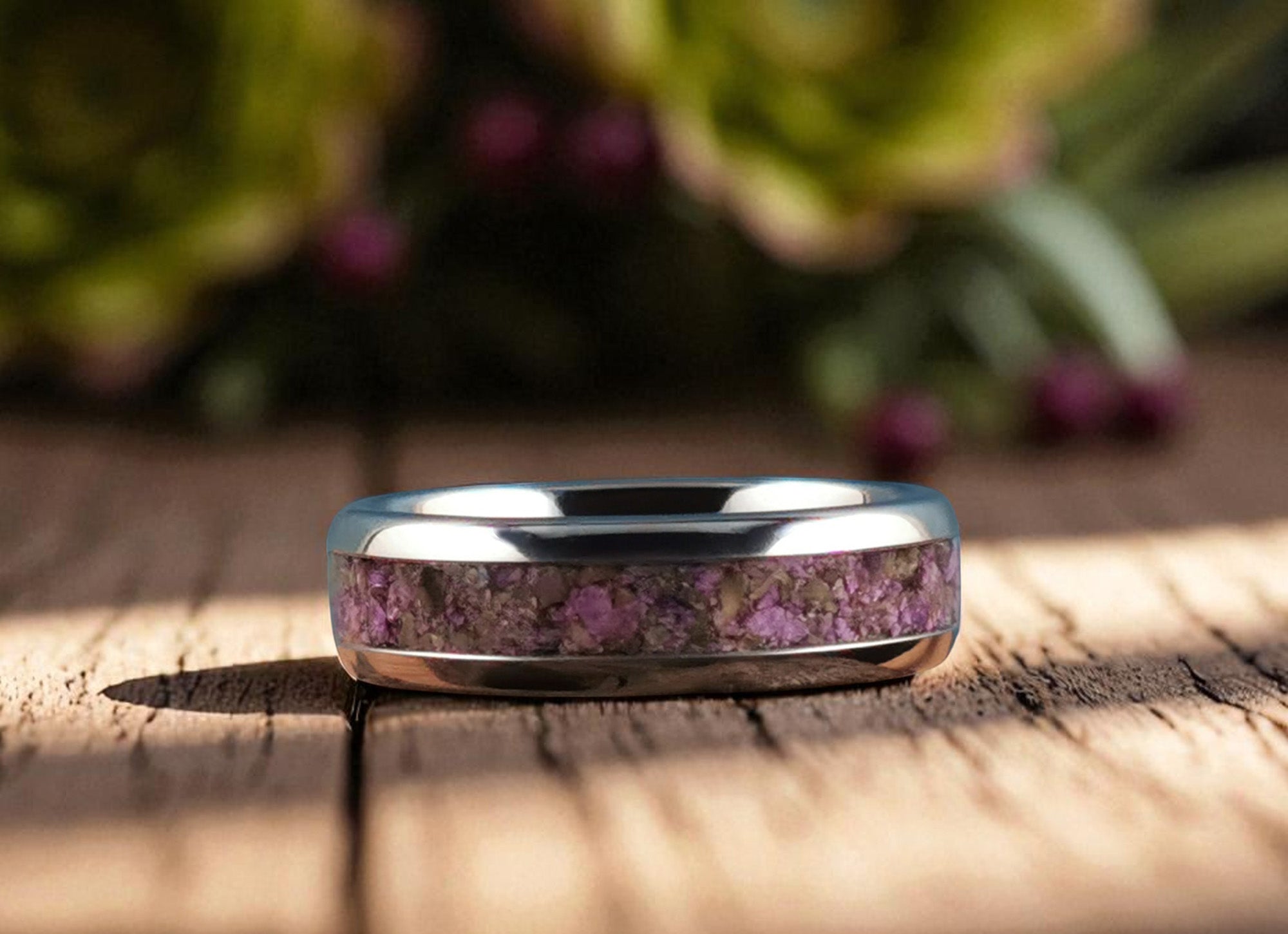 Tungsten Carbide Ring with Atlantisite Inlay