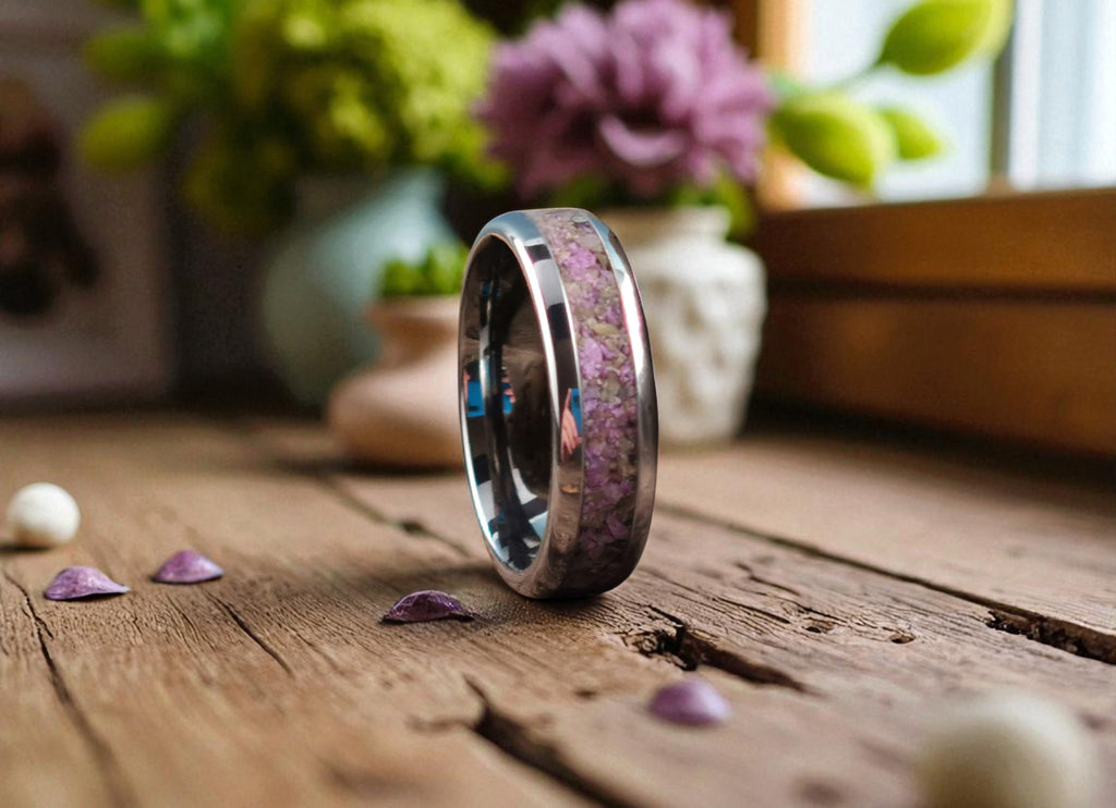Tungsten Carbide Ring with Atlantisite Inlay