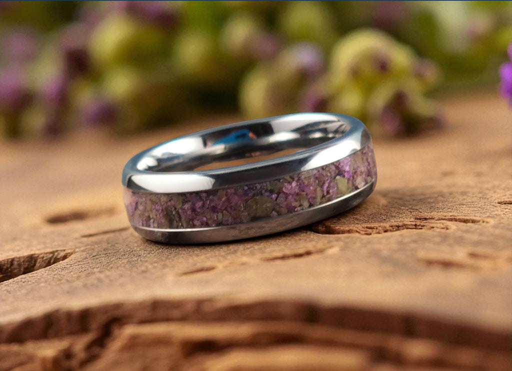 Tungsten Carbide Ring with Atlantisite Inlay