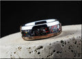 Tungsten Carbide Ring with Vintage Fordite Inlay