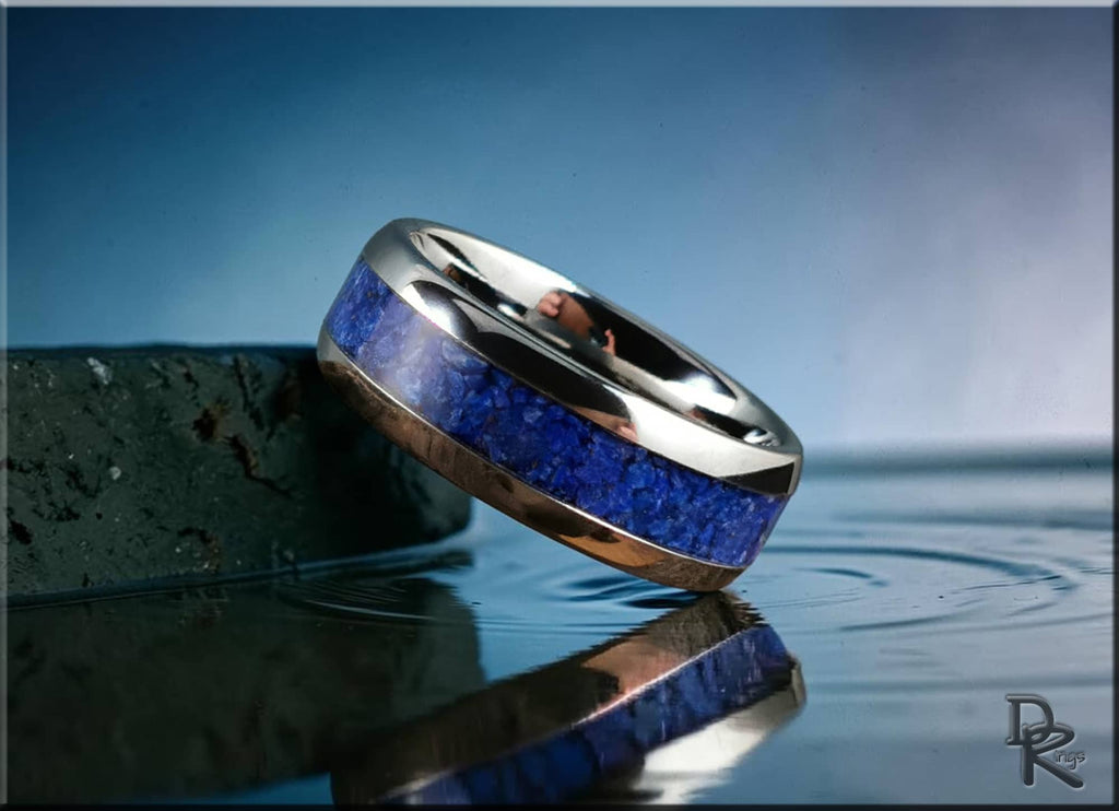 Tungsten Carbide Ring with Lapis Lazuli Inlay