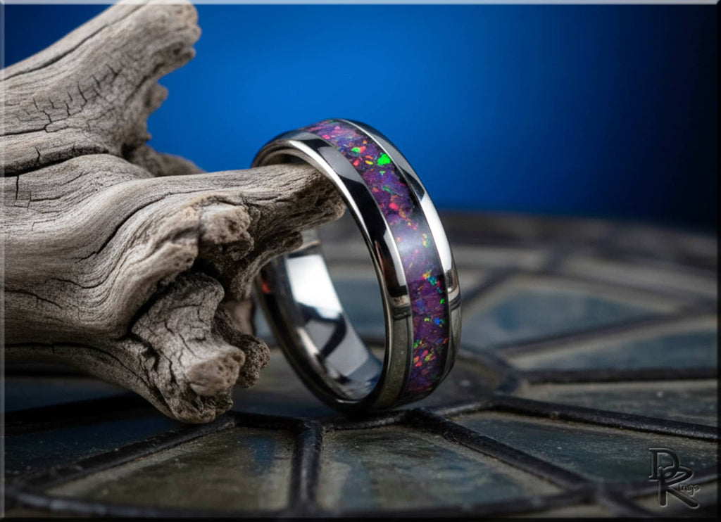 Tungsten Carbide Ring with Opal Inlay