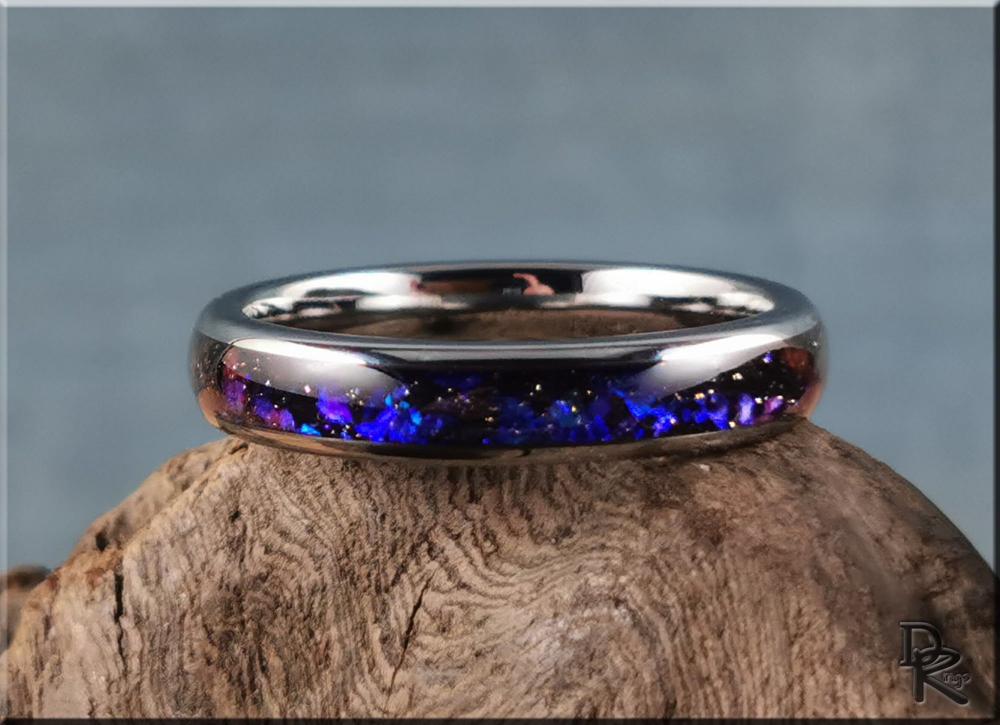 Tungsten Carbide Ring with Celestial Sandstone Inlay