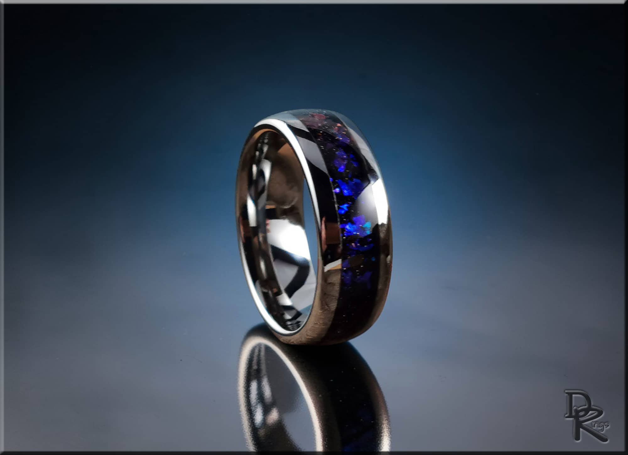 Tungsten Carbide Ring with Celestial Sandstone Inlay