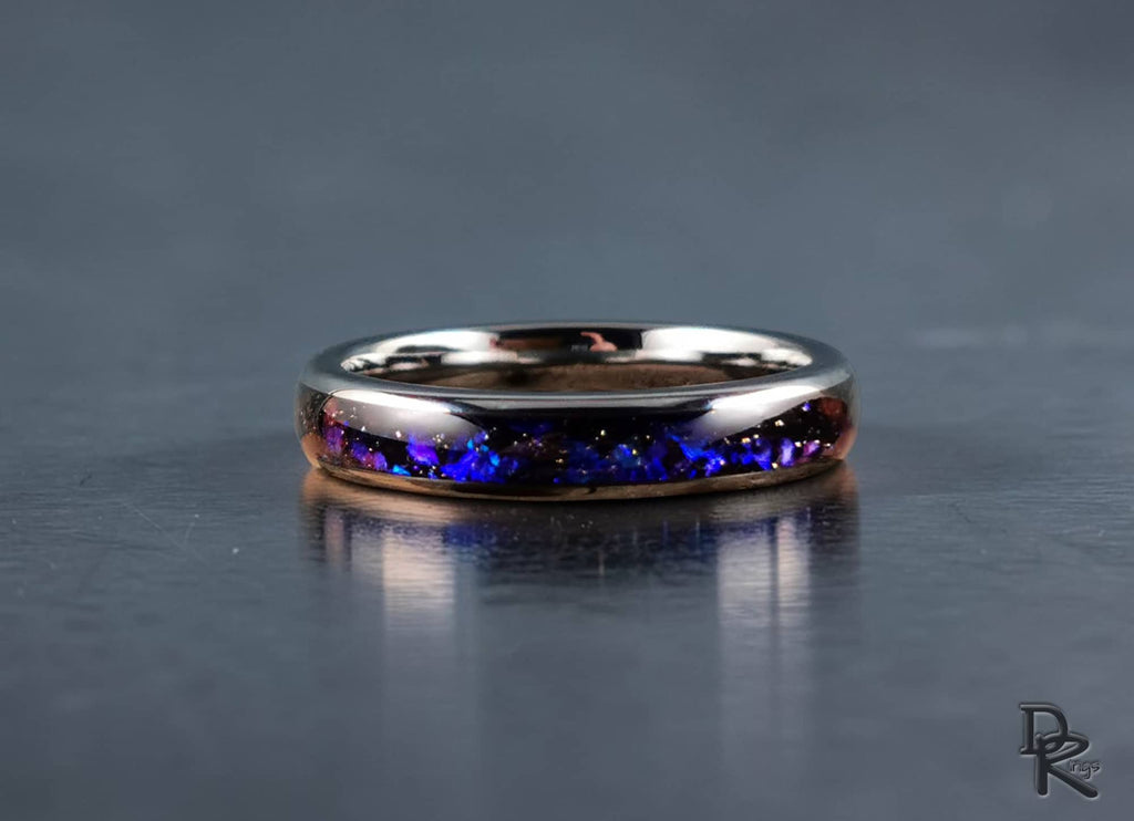 Tungsten Carbide Ring with Celestial Sandstone Inlay
