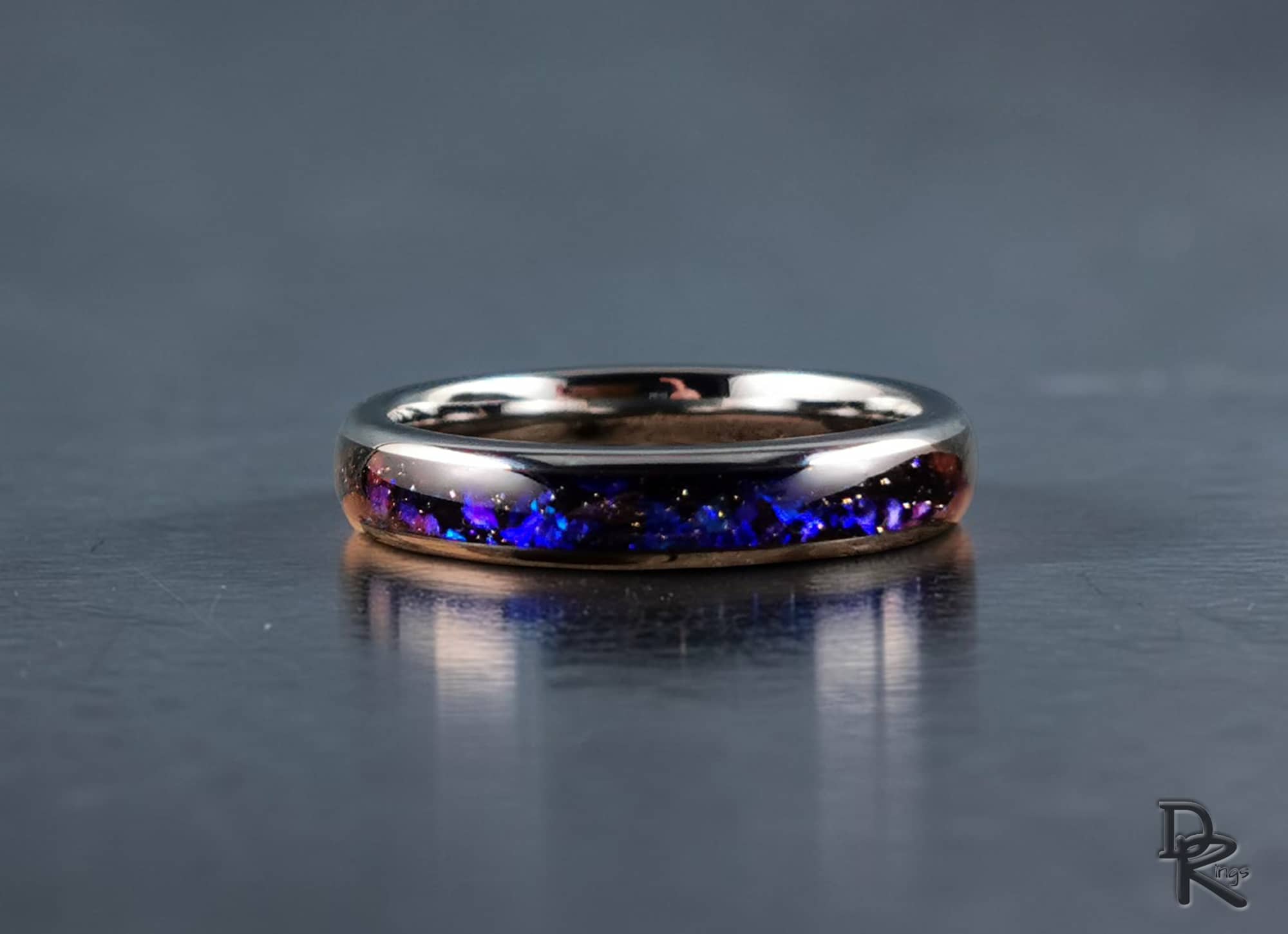 Tungsten Carbide Ring with Celestial Sandstone Inlay