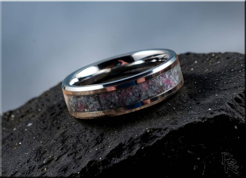 Tungsten Carbide Ring with Kyanite-Ruby Inlay