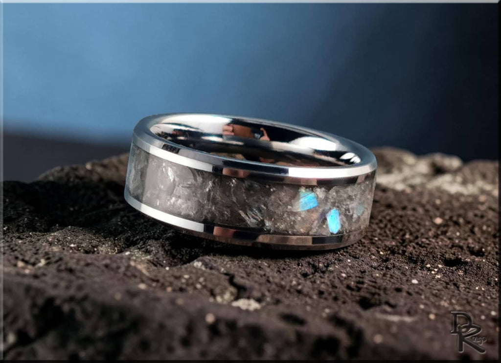 Tungsten Carbide Ring with Labradorite inlay
