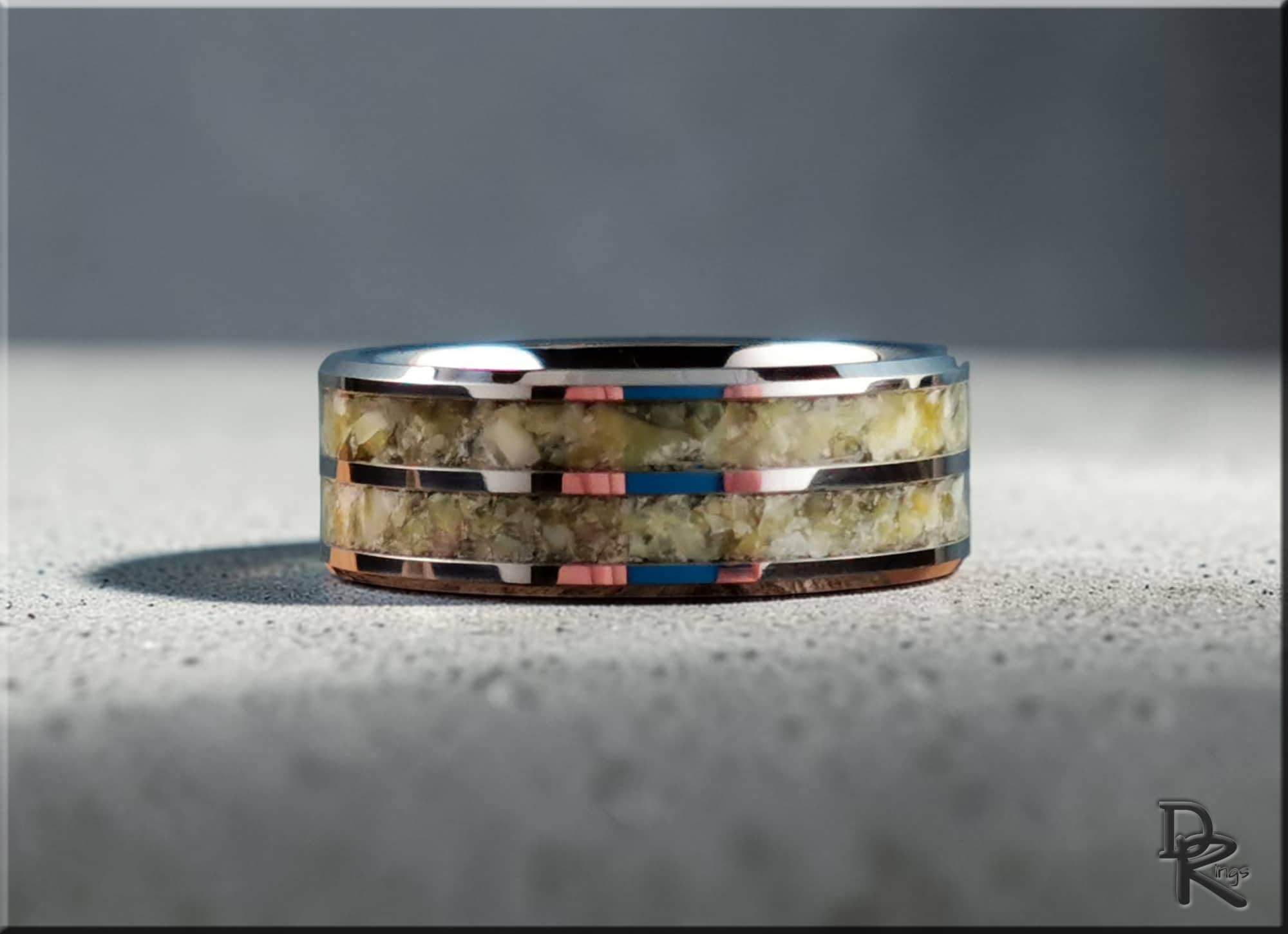 Tungsten Carbide Ring with Scottish Highlands Marble Inlays