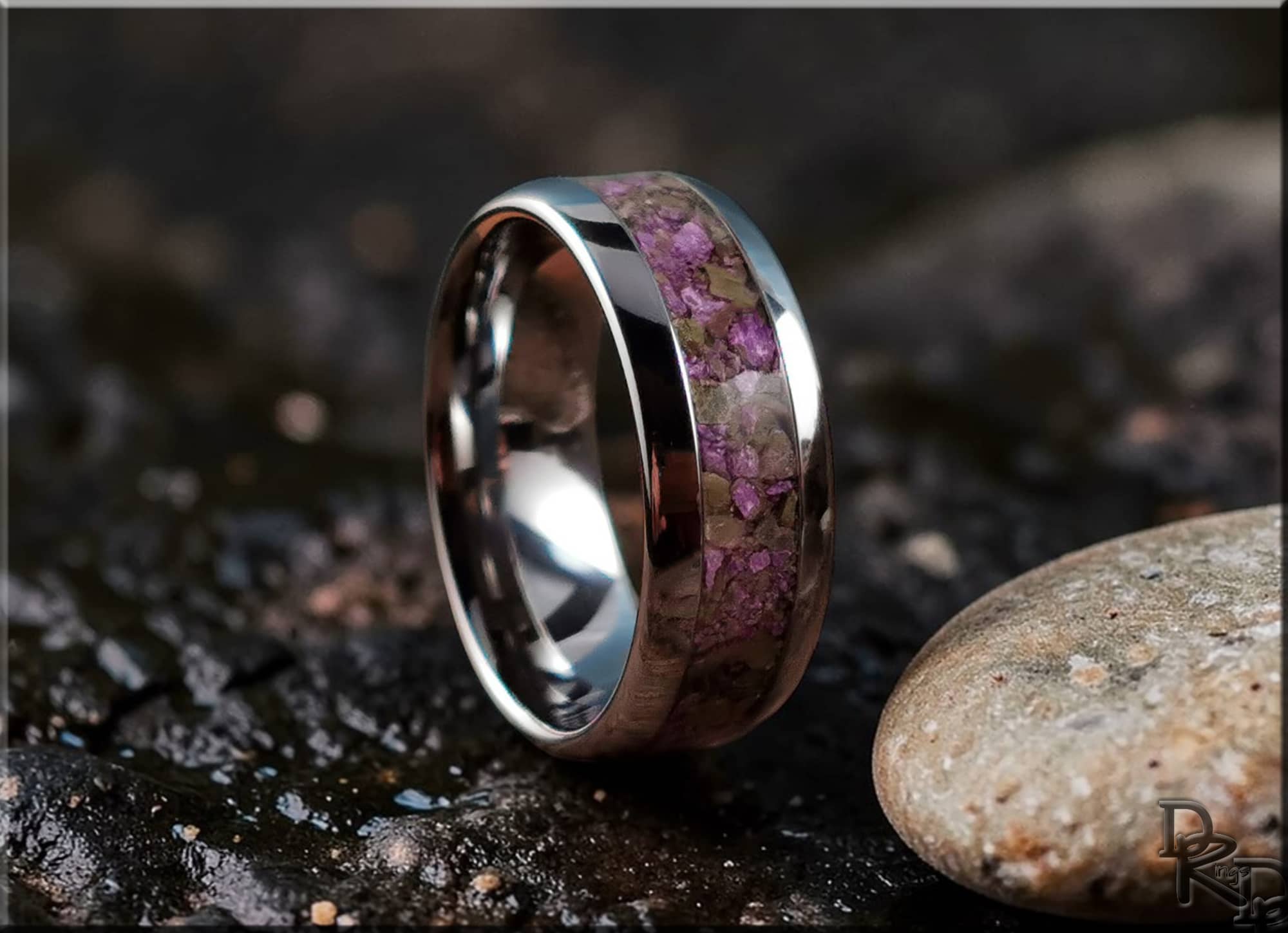 Tungsten Carbide Ring with Atlantisite Inlay
