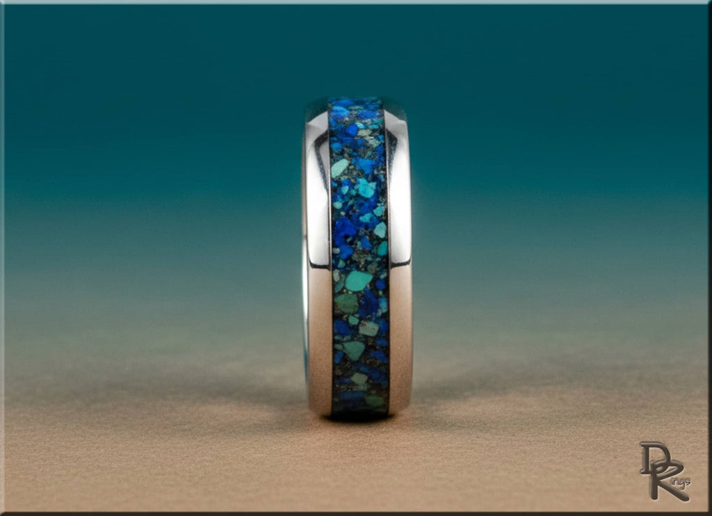 Tungsten Carbide Ring with Azurite and Malachite Inlay