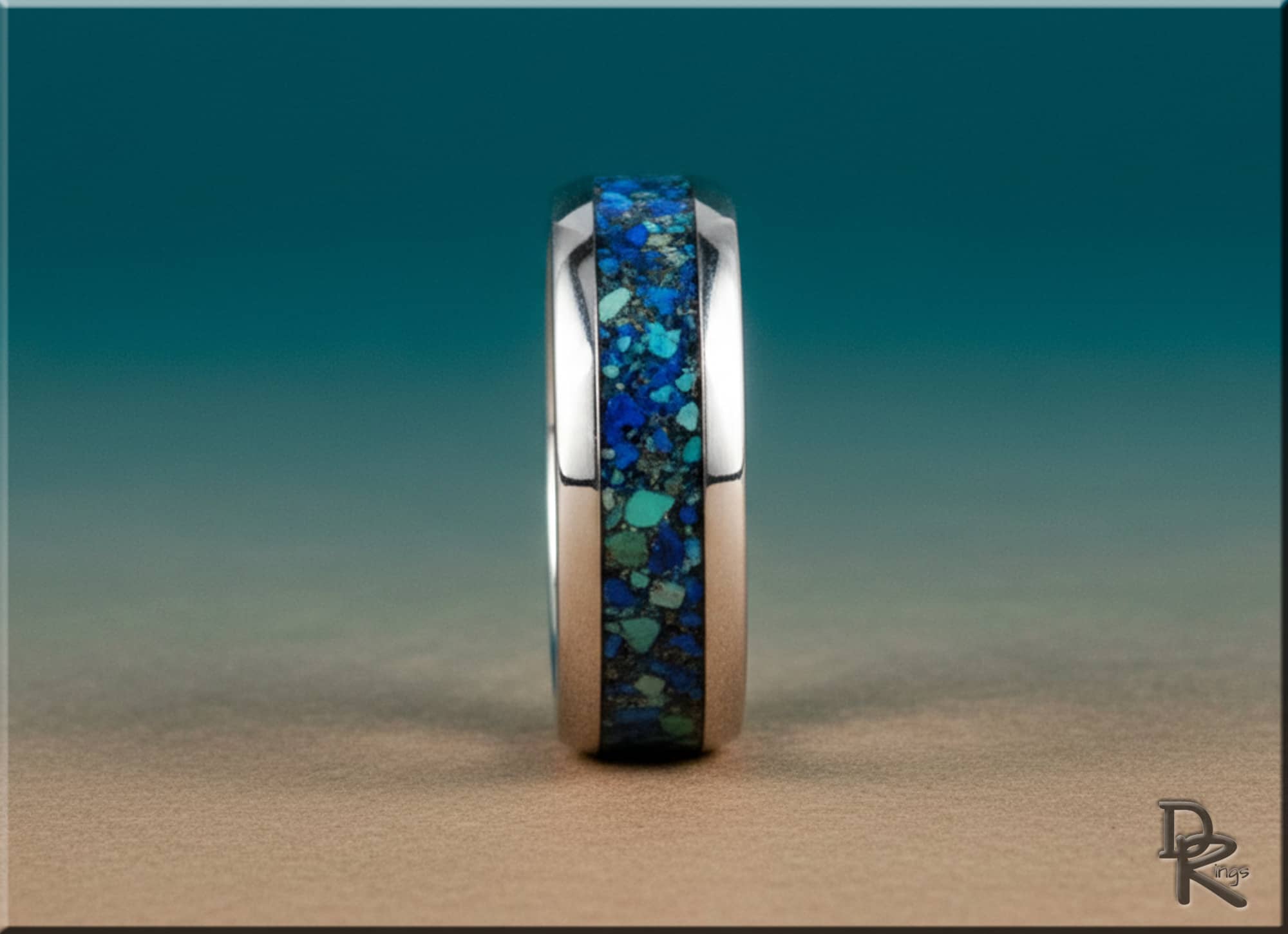 Tungsten Carbide Ring with Azurite and Malachite Inlay