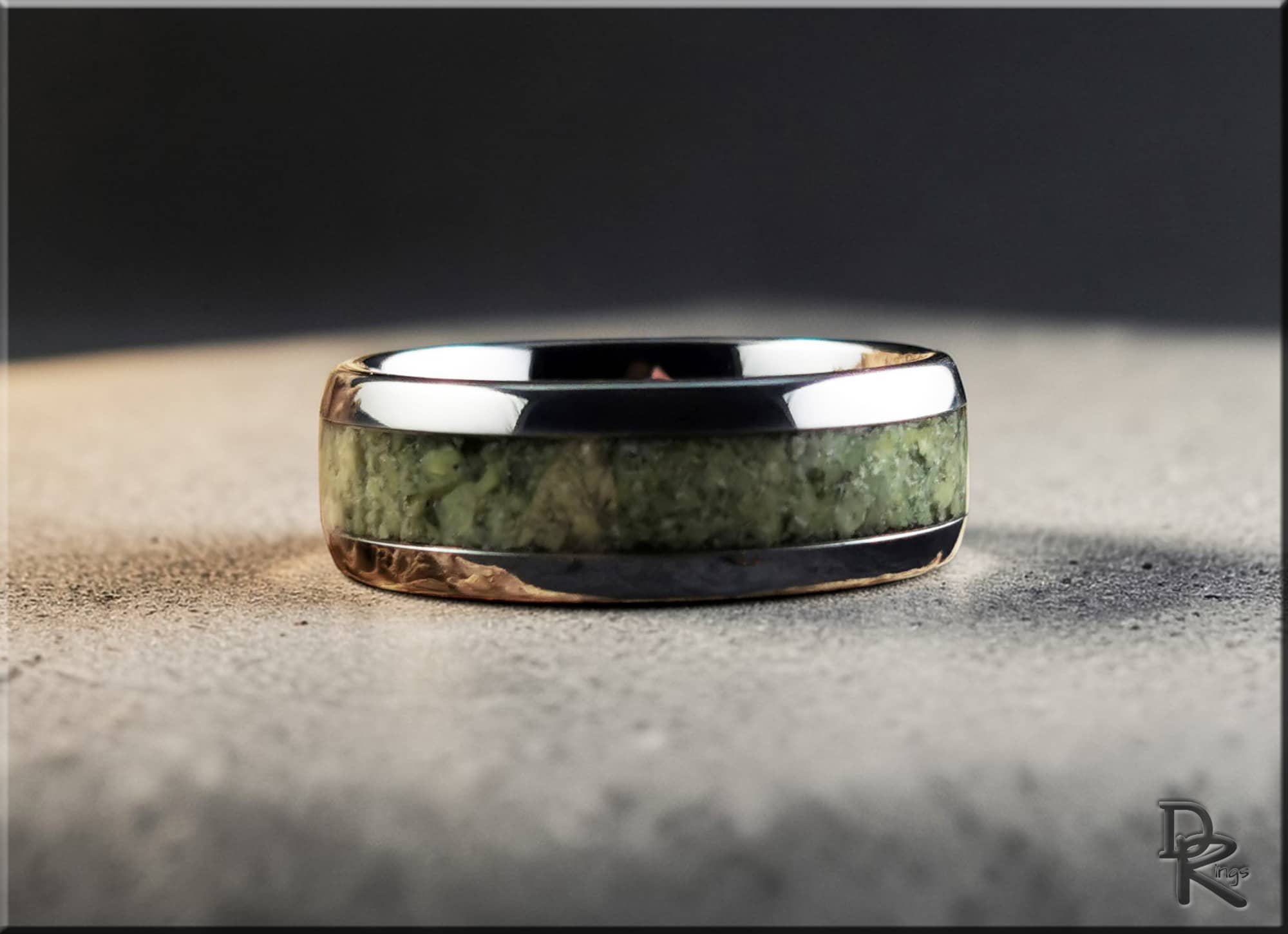 Tungsten Carbide  Ring with Irish Connemara Marble inlay