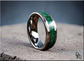 Hammered Tungsten Carbide Ring with Green Malachite Inlay