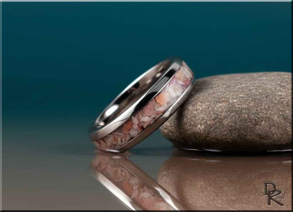 Tungsten Carbide Ring with Lion's Paw Shell Inlay