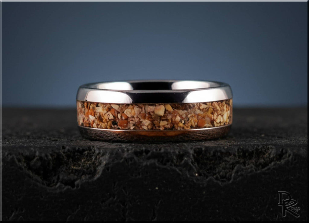 Tungsten Carbide Ring with Picture Jasper Inlay