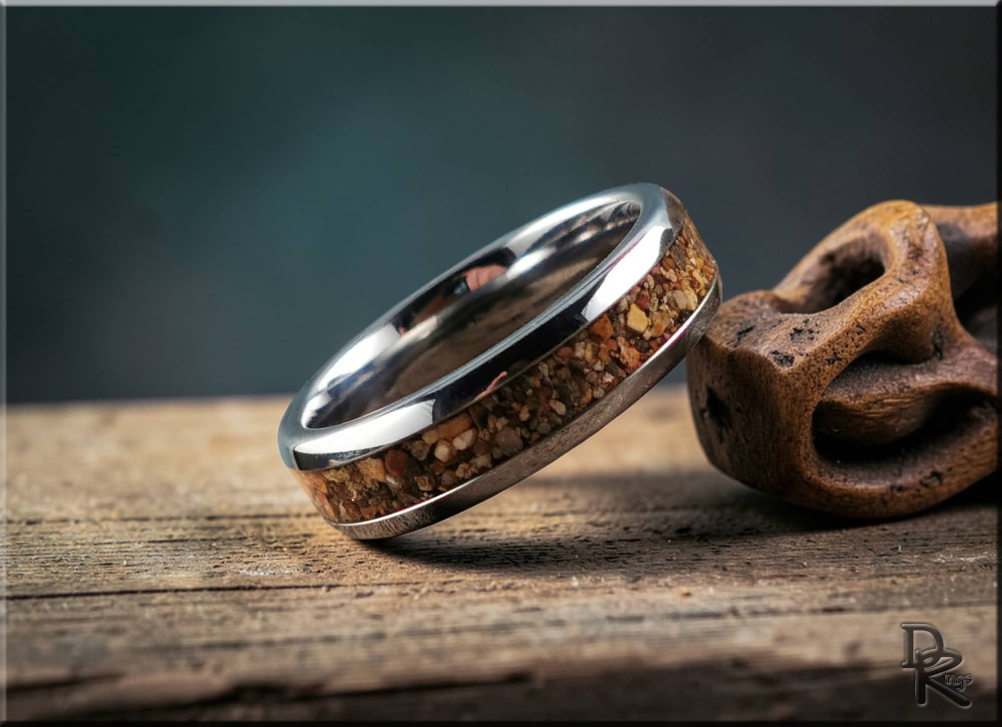 Tungsten Carbide Ring with Sand Inlay