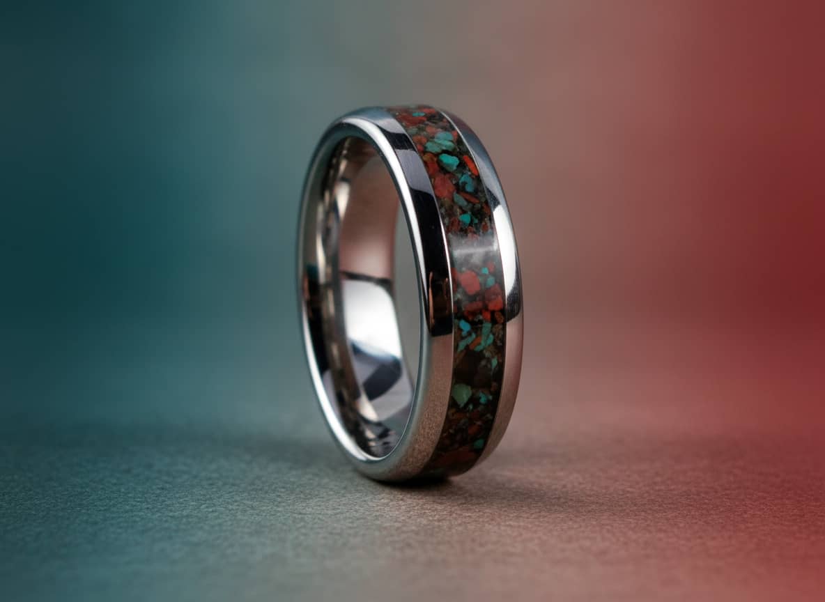 Tungsten Carbide Ring with Sonora Sunrise Inlay
