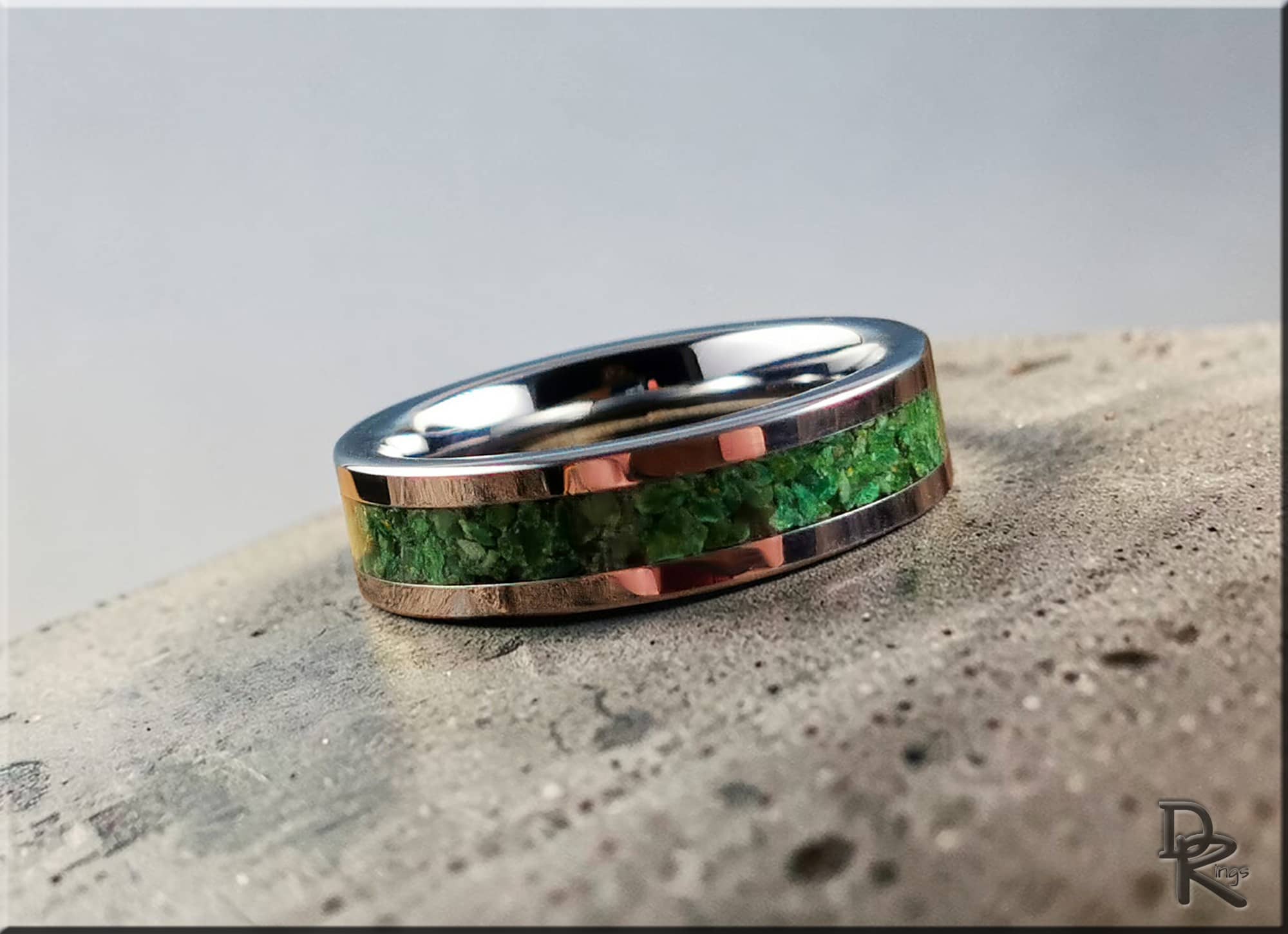 Tungsten Carbide Ring with Verdite Inlay