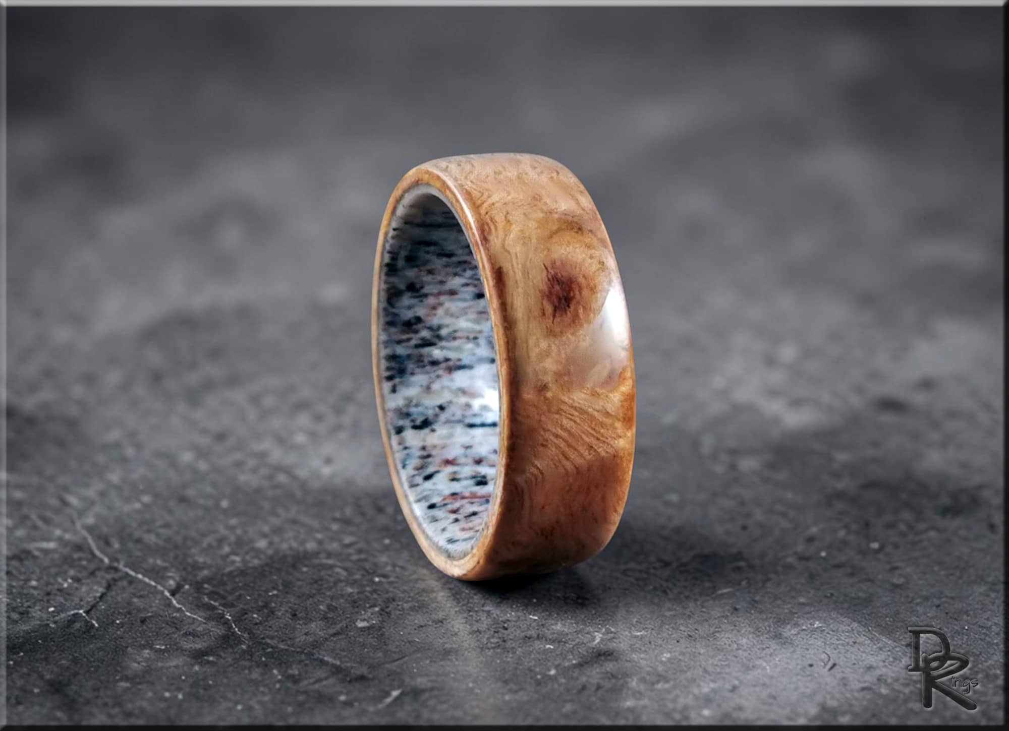 Bentwood Ring: English Chestnut Burl on Deer Antler Core