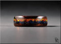 Bentwood Ring: Smoked Etimoe with dual Opal inlay, black ceramic ring core, 'Indigo Sunset'
