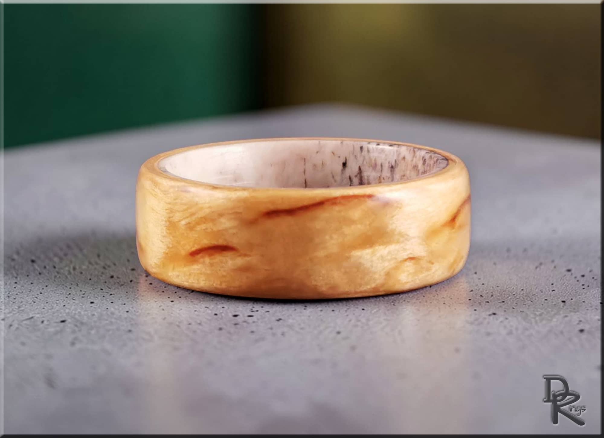 Bentwood Ring: Karelian Birch on Deer Antler Core