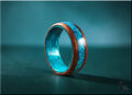 Bentwood Ring: Honduran Mahogany, Opal Glow Inlay, Blue Koto Core