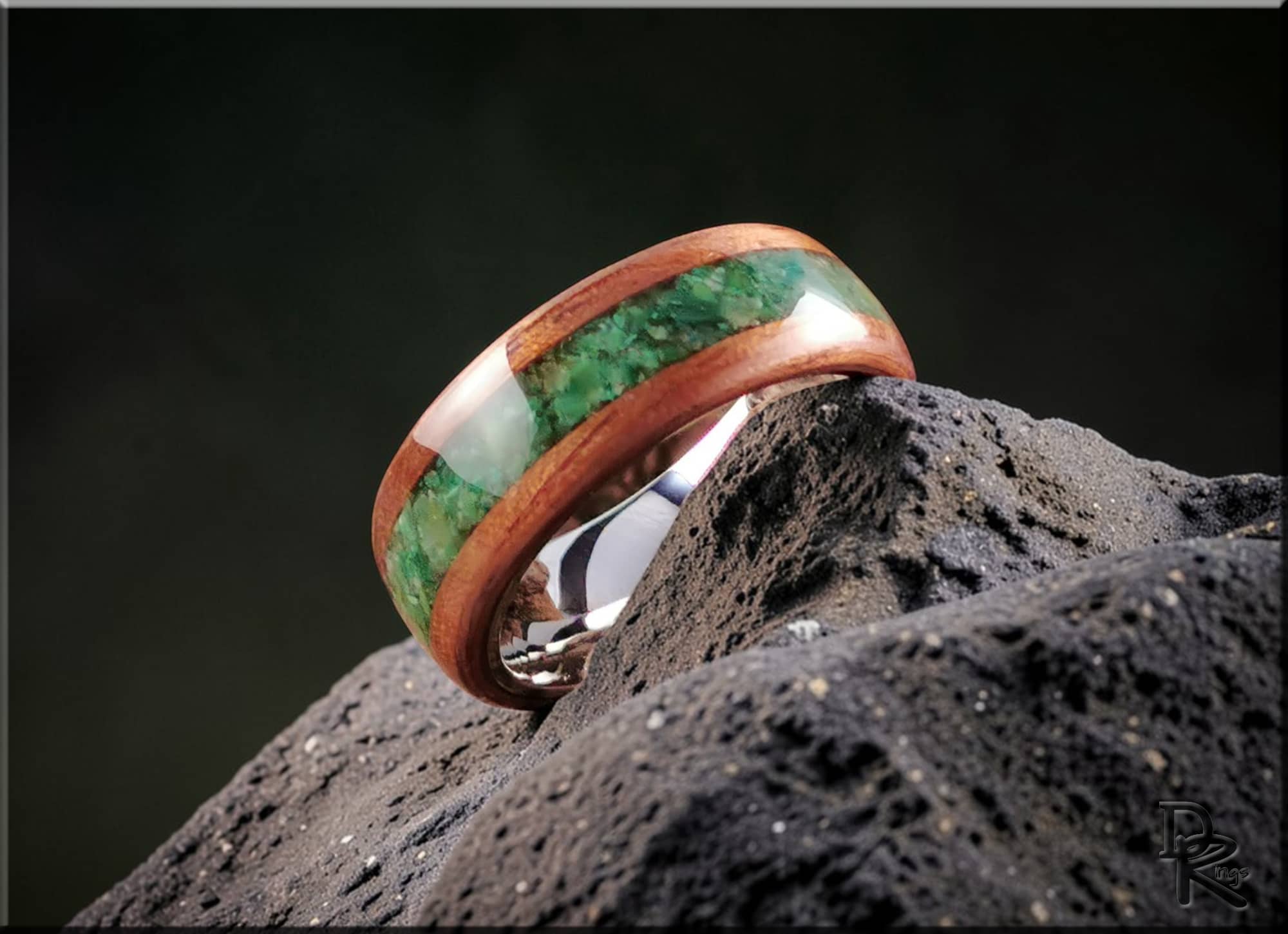 Bentwood Ring: Black Walnut, Buddstone Inlay, Cobalt Chrome Core