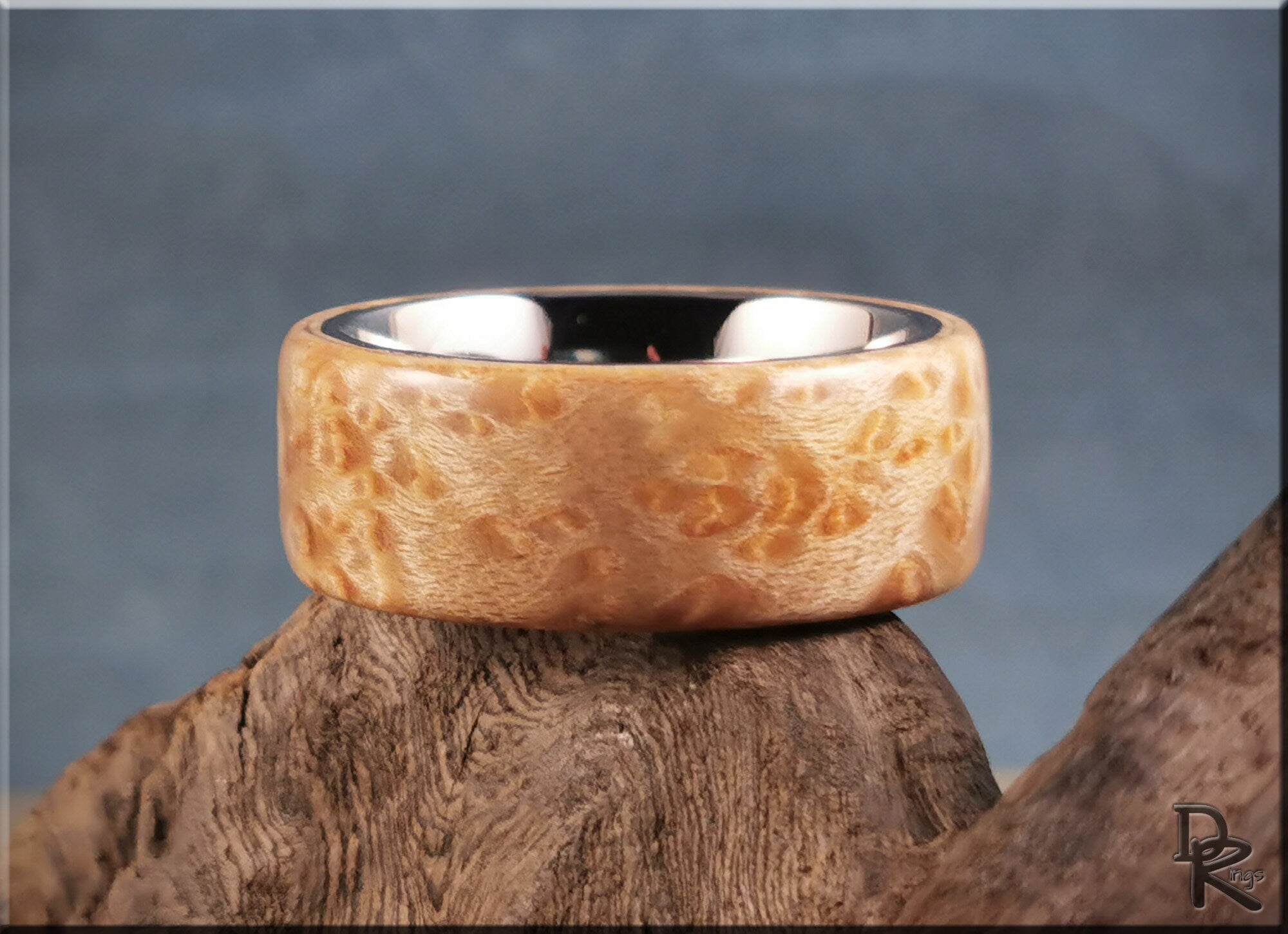 Bentwood Ring - Birdseye Maple on titanium ring core - wood ring