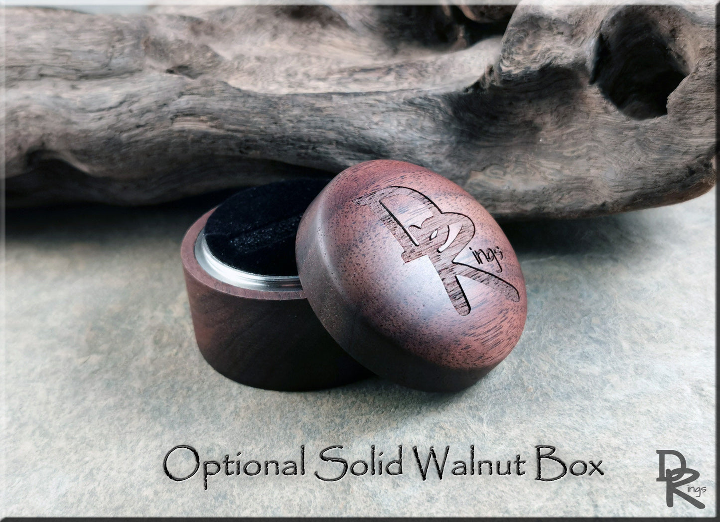 Black Ceramic Channel Ring w/Black Emerald Opal inlay - ceramic ring