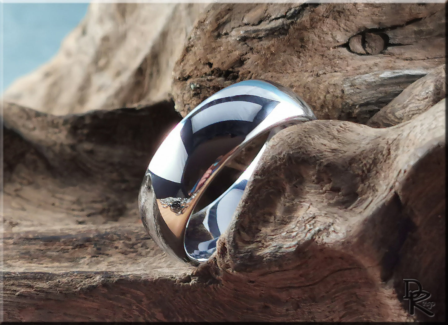 Polished Domed White Tungsten Carbide ring - metal ring