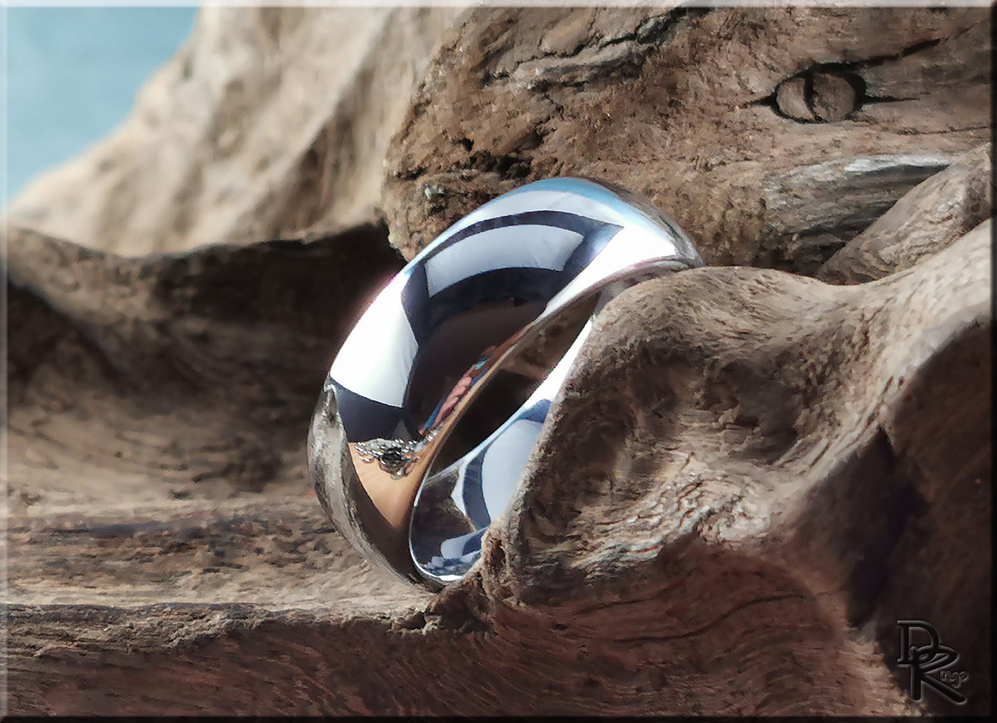Polished Domed White Tungsten Carbide ring - metal ring