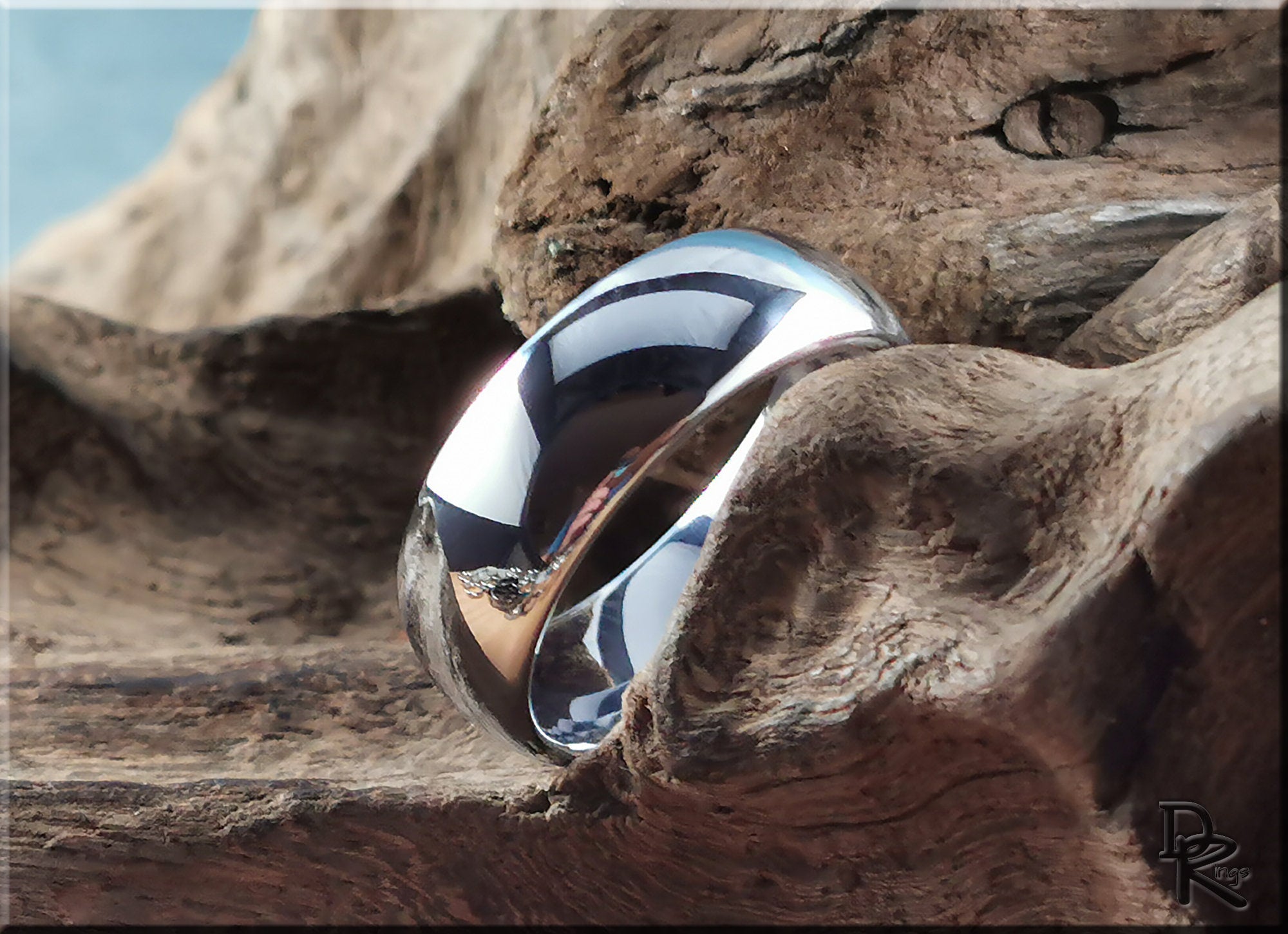 Polished Domed White Tungsten Carbide ring - metal ring