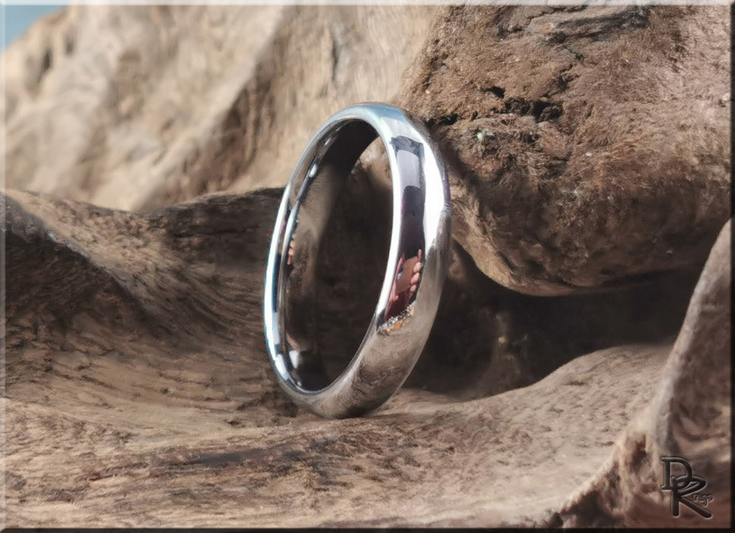 Polished Domed White Tungsten Carbide ring - metal ring