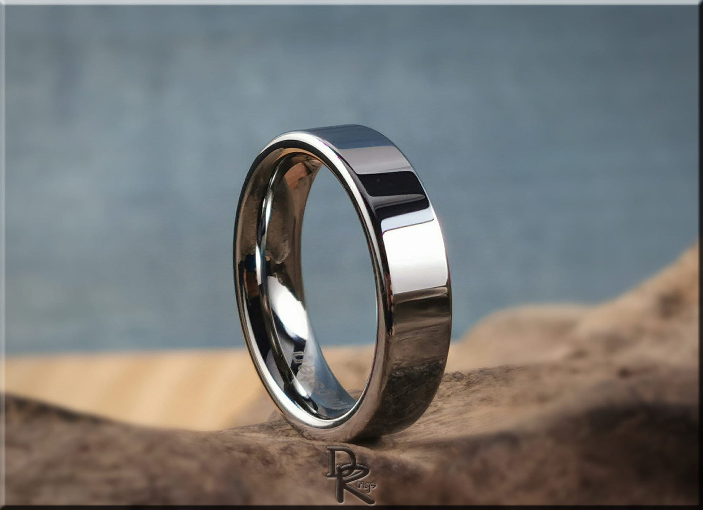Polished Tungsten Carbide 6mm Flat Top ring - metal ring