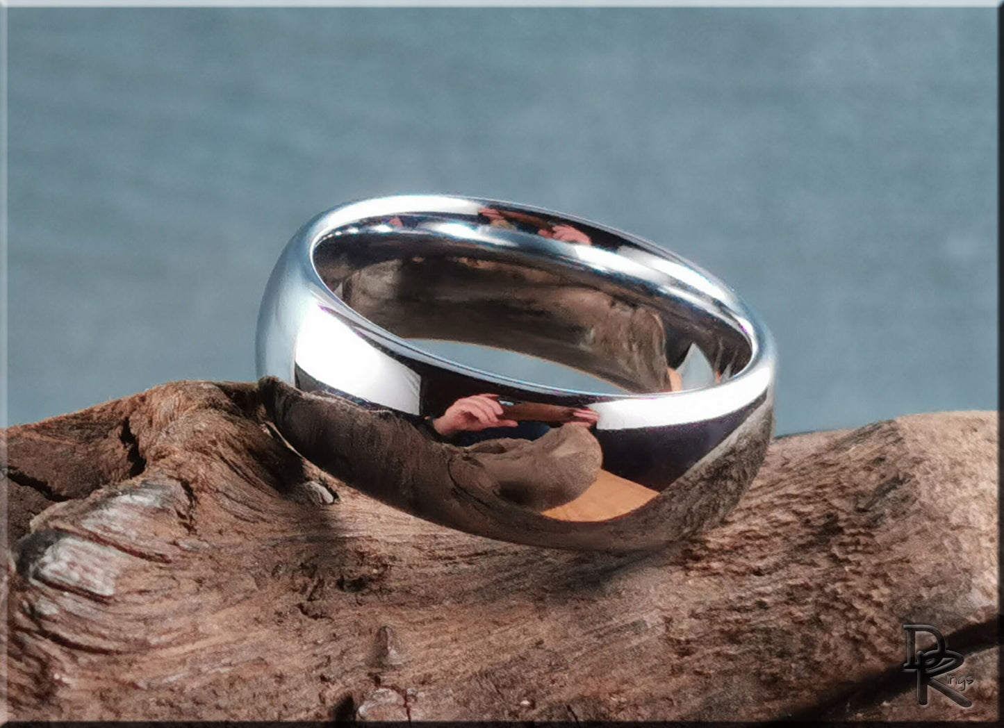 Polished Domed White Tungsten Carbide ring - metal ring
