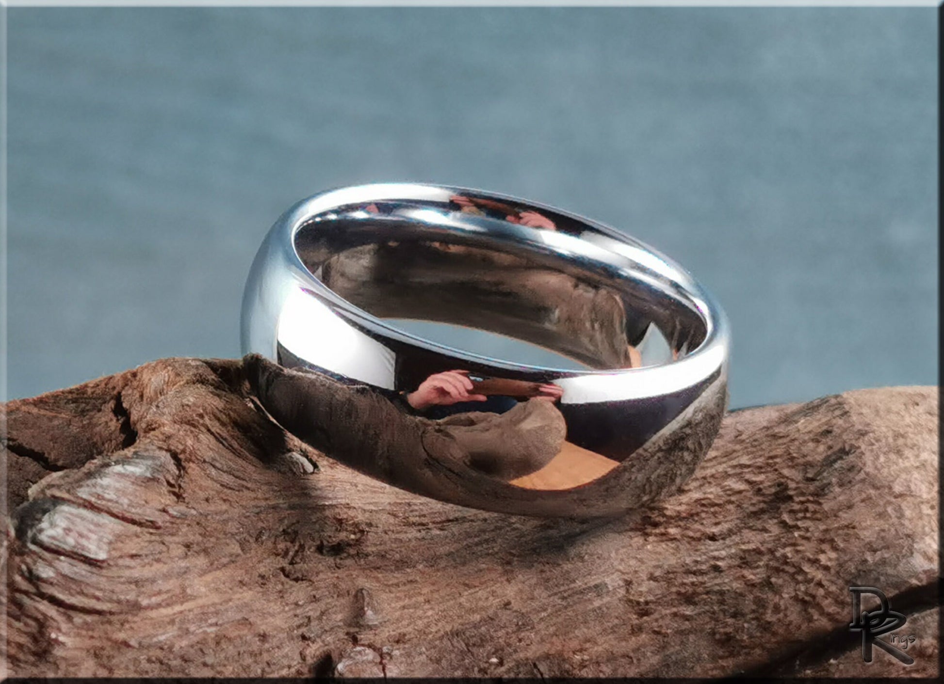 Polished Domed White Tungsten Carbide ring - metal ring