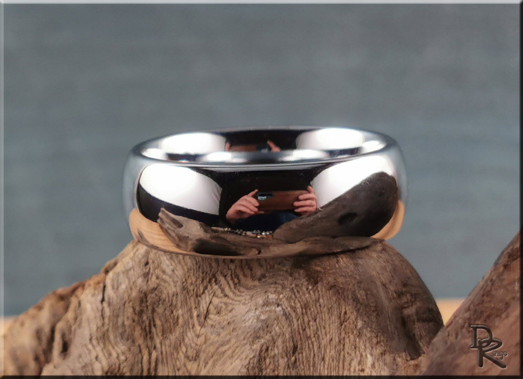 Polished Domed White Tungsten Carbide ring - metal ring