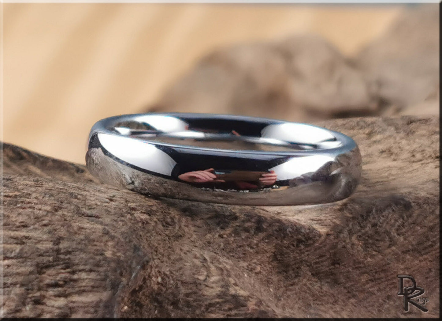Polished Domed White Tungsten Carbide ring - metal ring