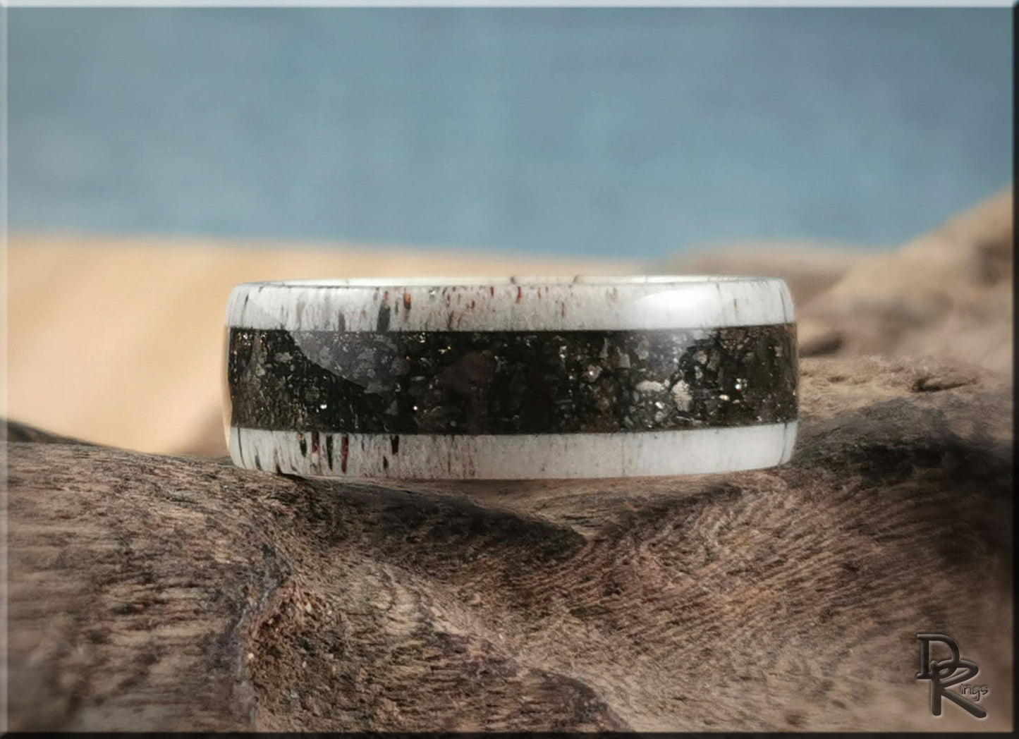 Deer Antler Channel Ring w/Peruvian Cocada Pyrite inlay - antler ring